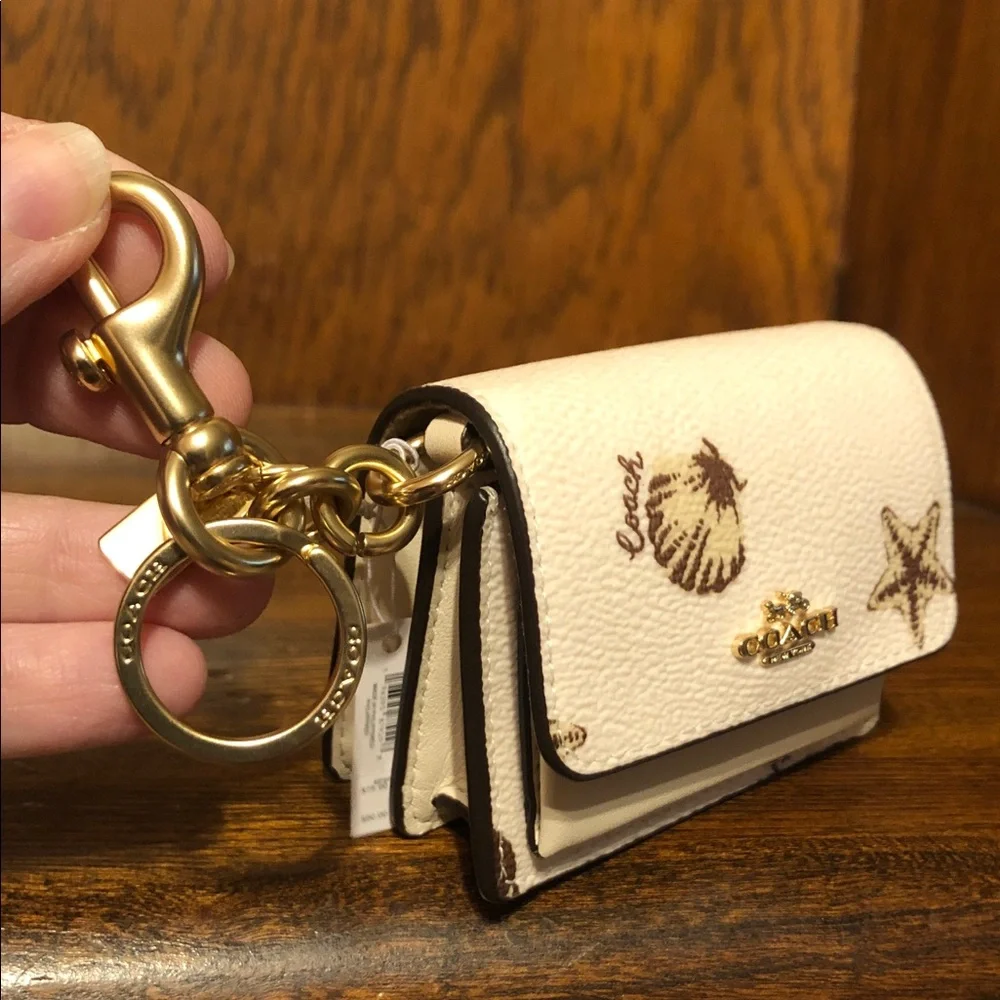 NWT-Coach-Mini Klare-Bag Charm/Keychain-Seashell 🐚 Print-Creamy White/Brown-$75 - Picture 3 of 13